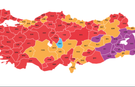 Türkiye Haritası Kırmızıya Boyandı
