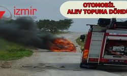 Alev alan otomobil korku dolu anlar yaşattı