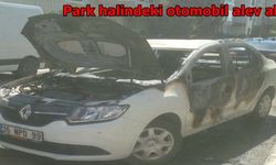 İzmir'de park halindeki otomobil alev aldı