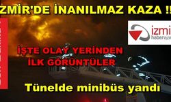 İzmir Bayraklı Tünellerinde Minibüs yandı