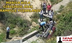 Manisa Kula'da araç şarampole yuvarlandı 