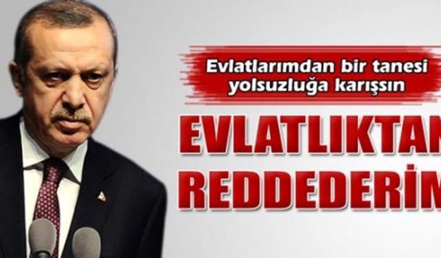 Başbakan Erdoğan: 'Evlatlıktan reddederim'
