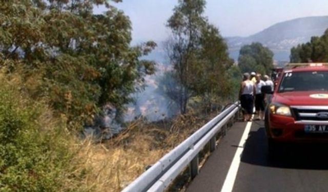 Foça'da atılan sigara yangına neden oldu 