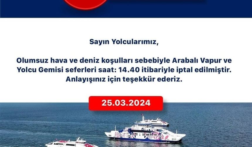 İzmir'de Vapur Seferleri İptal edildi..