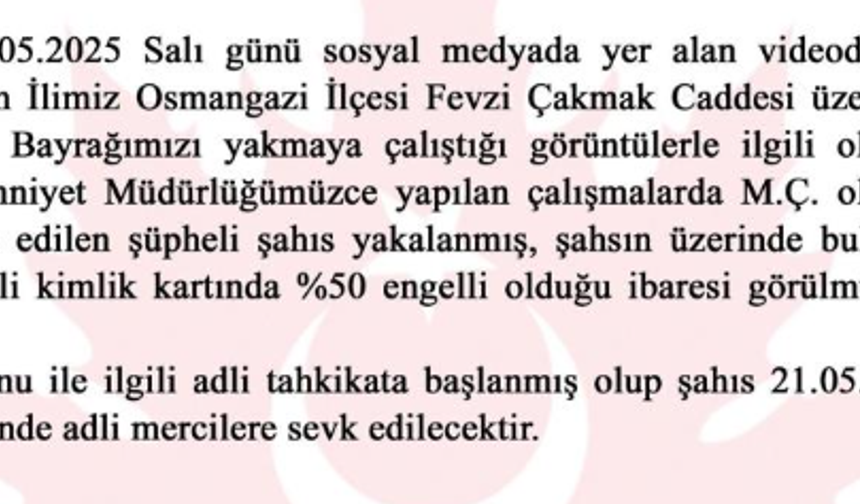 Türk bayrağını yakmaya çalışan şahıs yakalandı