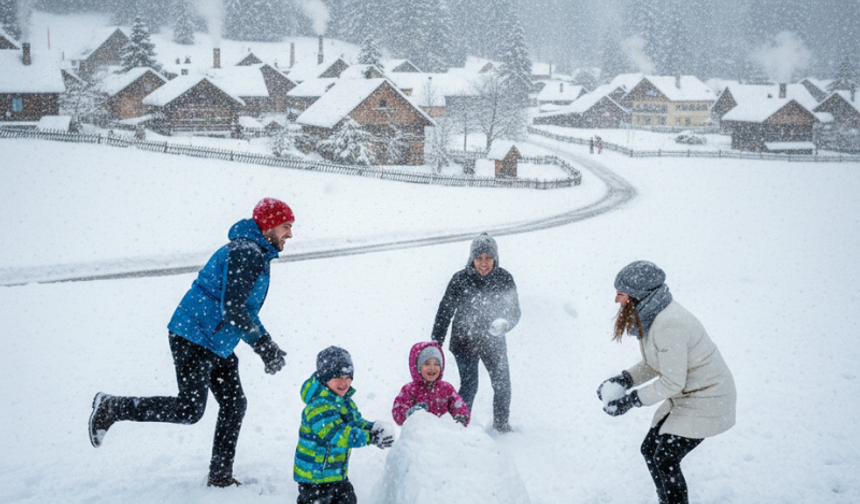 Urla'nın Yüksek Kesimlerine kar Yağdı